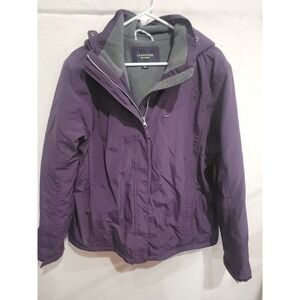 Lands' End Squall Jacket Womens XL 18 Purple Waterproof Fleece Lined Hooded Coat